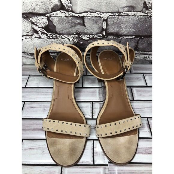 Givenchy Taupe Suede Leather Elegant Heel Studded Sandals Women sz 38EU/7.5M US - Picture 10 of 16